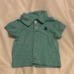 Carter's Teal Green Polo with Navy Sailboat Embroidery
